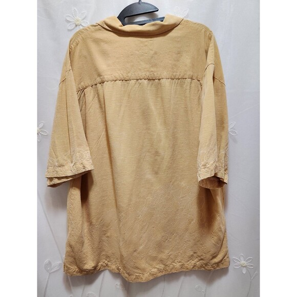 JAMAICA JAXX MENS XL YELLOW SHIRT VINTAGE FLORAL SILK TROPICAL VACATION RESORT - Picture 11 of 13